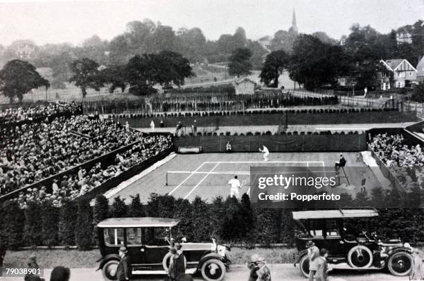 Sport, Tennis, All England Lawn Tennis Championships, Wimbledon, London, England A general view of the new Wimbledon, opened in 1922, looking over...