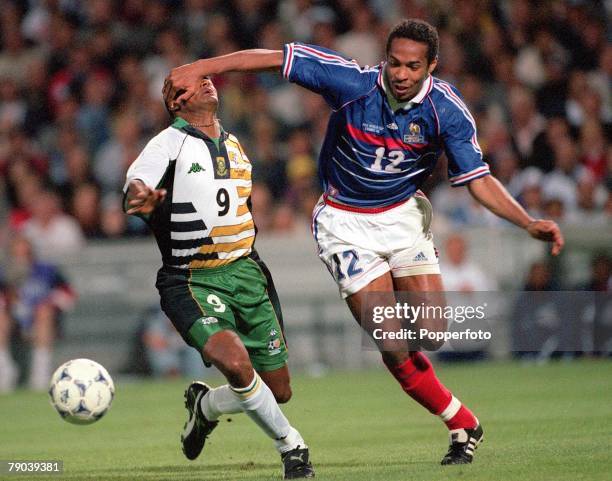 World Cup Finals, Marseille, France, 12th JUNE 1998, France 3 v South Africa 0, France's Thierry Henry and South Africa's Shaun Bartlett