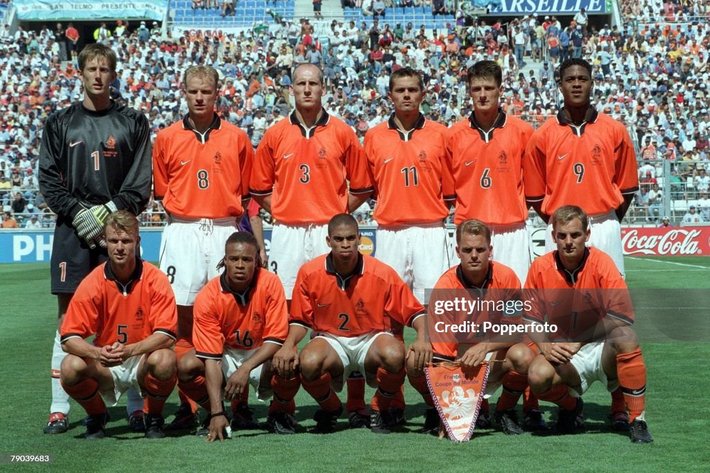 1998 World Cup Finals. Marseille, France. Quarter-Final. 4th JULY 1998. Holland 2 v Argentina 1.The Holland team line-up together for a group photograph.