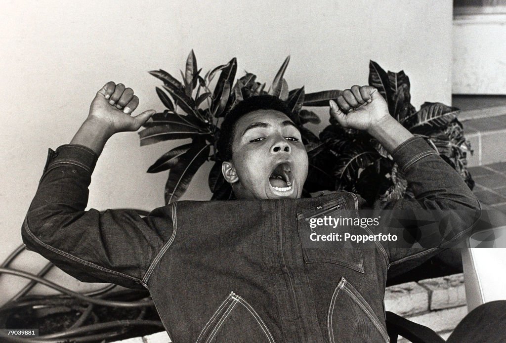 Sport. Boxing. Miami, USA. 20th February 1964. Heavyweight Championship of the World. Cassius Clay, (Muhammad Ali) is pictured in Miami prior to his fight with Sonny Liston. In that fight the challenger Clay won the World Title from Champion Liston who fa