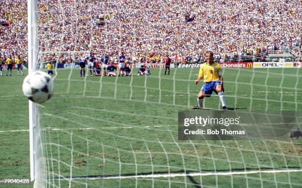 World Cup Final, Pasadena, USA, 17th July Brazil 0 v Italy 0, , Brazilian captain Dunga scores the third penalty for Brazil in the shoot-out