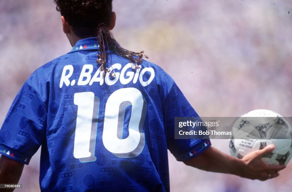 1994 World Cup Final. Pasadena, USA. 17th July, 1994. Brazil 0 v Italy 0. (Brazil won 3-2 on penalties) Italy's Roberto Baggio