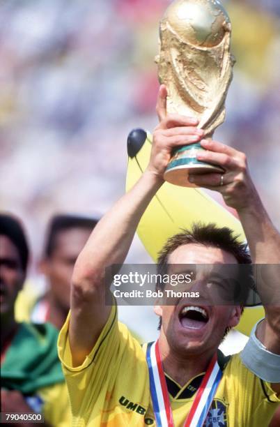 World Cup Final, Pasadena, USA, 17th July Brazil 0 v Italy 0, Brazil's captain Dunga holds the trophy after the match