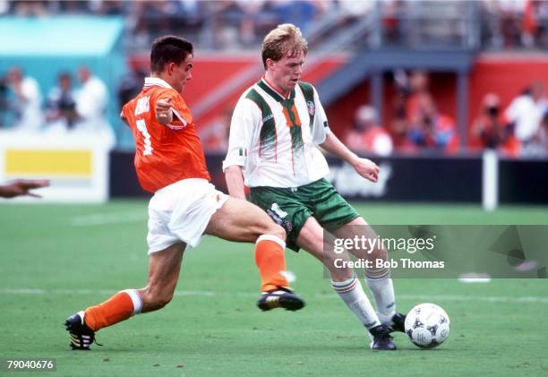 World Cup Finals, Orlando, USA, 4th July Holland 2 v Republic of Ireland 0, Ireland's Steve Staunton gets away from Holland's Marc Overmars