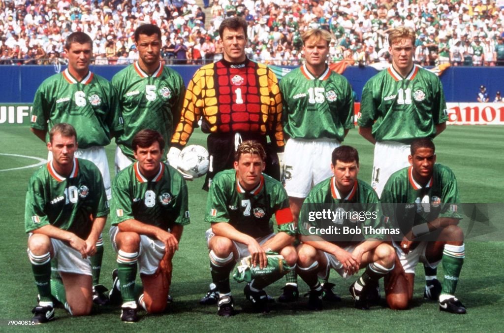 1994 World Cup Finals. New York, USA. 18th June 1994. Ireland 1 v Italy 0. The Ireland team group before the match