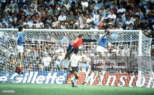 World Cup Finals, Semi-Final, Seville, Spain, 8th July West Germany 3 v France 3, , West Germany's goalkeeper Harald Schumacher punches clear a...