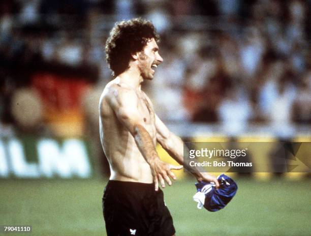 World Cup Finals, Semi-Final, Seville, Spain, 8th July West Germany 3 v France 3, , West Germany's Paul Breitner celebrates at the end of the match