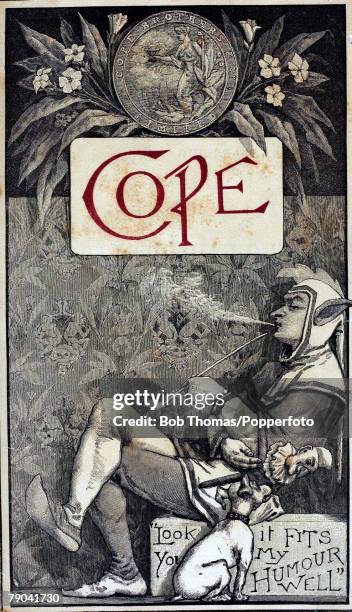 Trade card,illustration, Old fashioned card to advertise Cope's cigarettes and tobacco, 19th century