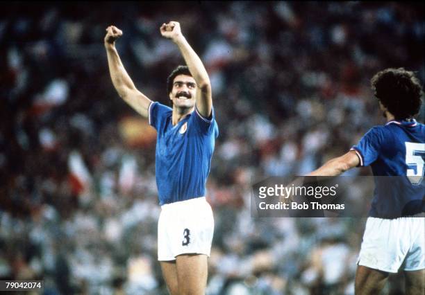 World Cup Final, Madrid, Spain, 11th July Italy 3 v West Germany 1, Italy's Giuseppe Bergomi and Fulvio Collovati celebrate victory at the end