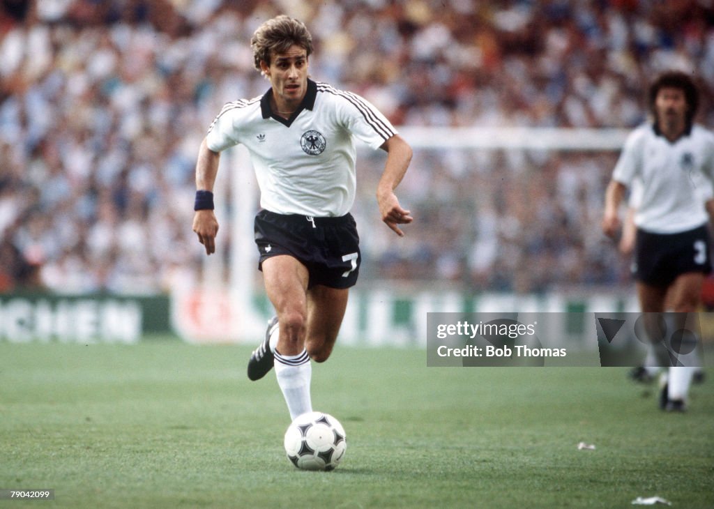 1982 World Cup Final. Madrid, Spain. 11th July, 1982. Italy 3 v West Germany 1. West Germany's Pierre Littbarski.