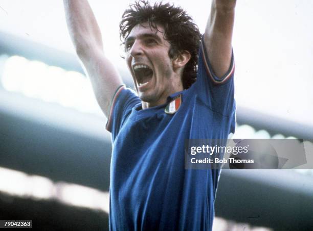 World Cup Final, Madrid, Spain, 11th July Italy 3 v West Germany 1, Italy's Paolo Rossi celebrates after scoring the first goal