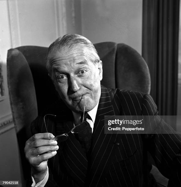 Entertainment, Cinema, pic: 1955, French star Maurice Chevalier, portrait, who was admired for his charm, melodic voice and his heavy French accent,...