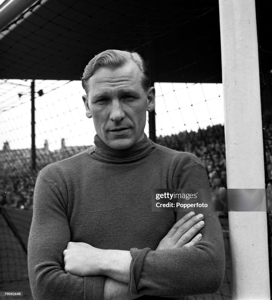 Sport. Football. England. 1955. League Division One. Manchester City v Sunderland. A portrait of Manchester City goalkeeper Bert Trautmann.