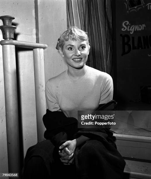England A portrait of actress Diane Cilento on the set of the film "A Star is Born"