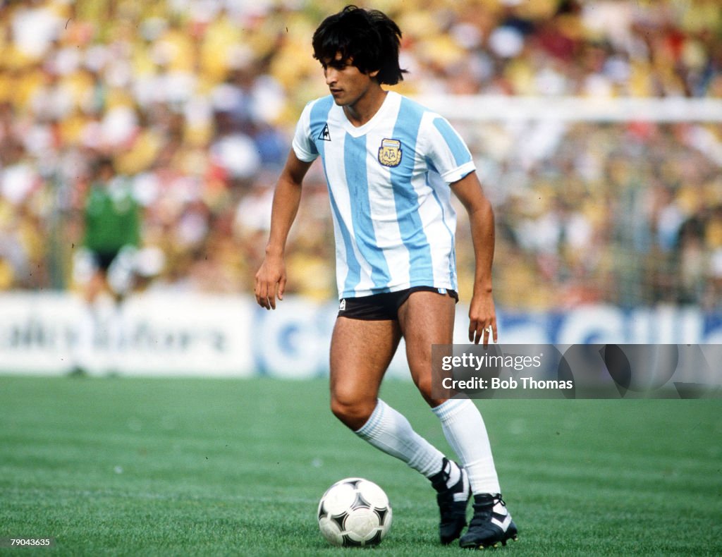 1982 World Cup Finals. Second Phase. Barcelona, Spain. 2nd July, 1982. Brazil 3 v Argentina 1. Argentina's Ramon Diaz.