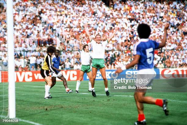 World Cup Finals, Second Phase, Madrid, Spain, 4th July France 4 v Northern Ireland 1, Northern Ireland's Billy Hamilton celebrates his team's goal...