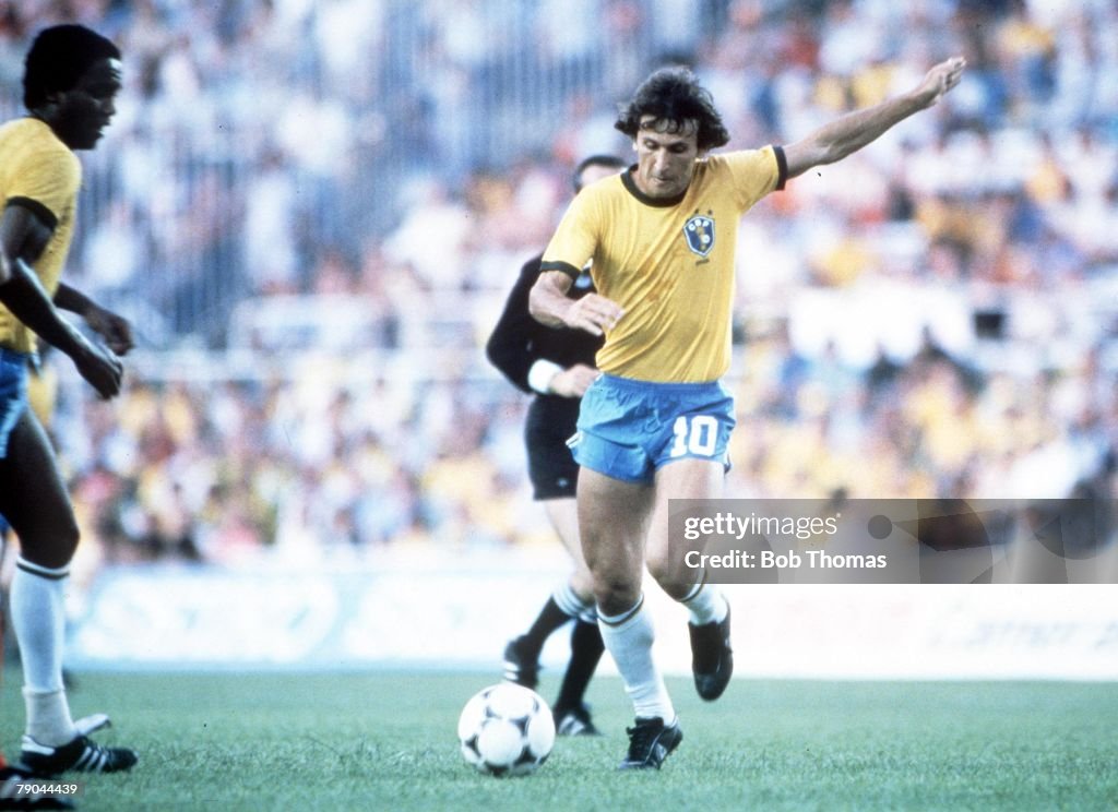 1982 World Cup Finals. Seville, Spain. 14th June, 1982. Brazil 2 v USSR 1. Brazil's Zico.