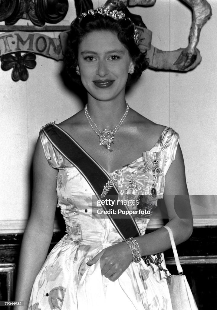 Royalty. Caribbean Tour. 1955. Princess Margaret at the garden party in the grounds of Government House at St. Kitts.