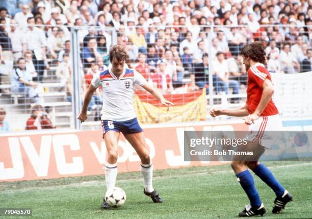 World Cup Finals, Bilbao, Spain, 20th June England 2 v Czechoslovakia 0, England's Glenn Hoddle is faced by Czechoslovakia's Jan Fuala