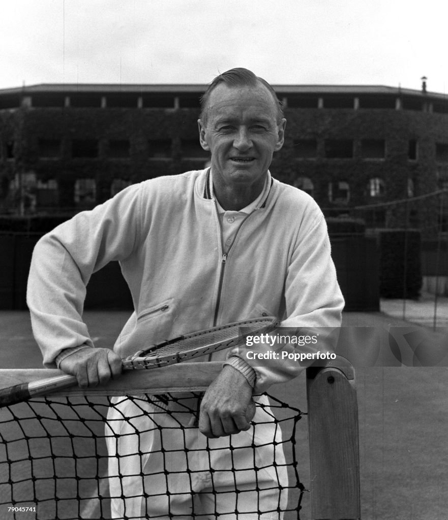 Sport. Tennis. London, England. 1954. A portrait of Australian Tennis coach Harry Hopman seen here at Wimbledon.