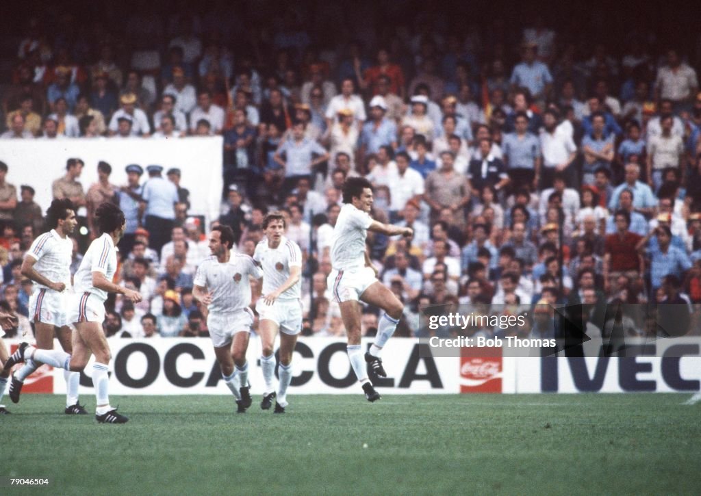 1982 World Cup Finals. Valencia, Spain. 20th June, 1982. Spain 2 v Yugoslavia 1. Yugoslavia's Ivan Gudelj celebrates Yugoslavia's goal.