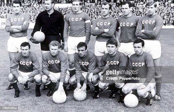 World Cup Semi-Final Liverpool, England, 25th July West Germany 2 v Soviet Union 1, The Russian team line up before their match with West Germany.