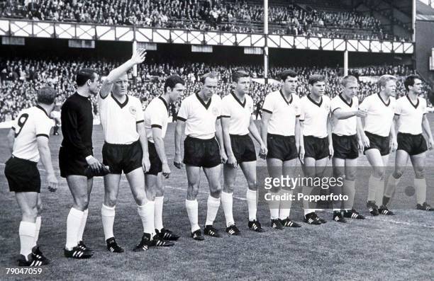 World Cup Semi-Final Liverpool, England, 25th July West Germany 2 v Soviet Union 1, The West German line up before their semi final match with the...