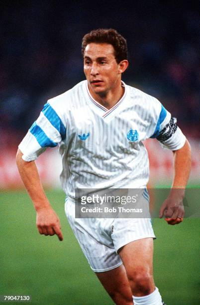 Football, European Cup Final, Bari, Italy, 29th May 1991, Marseille 0 v Red Star Belgrade 0 , Marseille captain Jean Pierre Papin