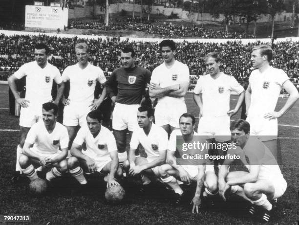 World Cup Quarter-Final Viva Del Mar, Chile, 10th June Brazil 3 v England 1, The England team line up before the match, They are: Jimmy Armfield, Ron...