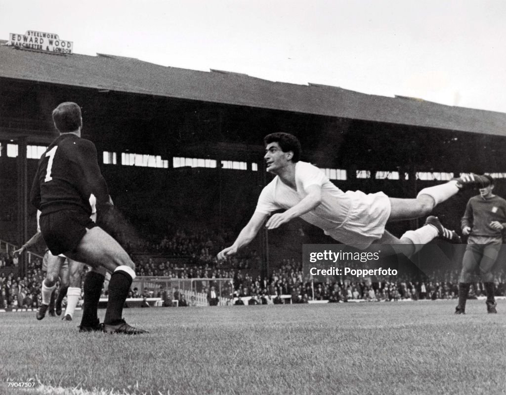 World Cup Finals, 1966. Manchester, England. 16th July, 1966. Portugal 3 v Bulgaria 0. Bulgaria's Ivan Vutzov heads a brilliant goal into his own goal past stranded goalkeeper Naidenov to give Portugal a 1-0 lead during their Group Three match. .