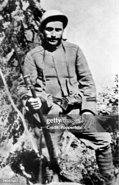 Circa 1916, Benito Mussolini, Italian Fascist Dictator, , pictured as a soldier during World War I, Benito Mussolini founded the Fascist movement in...