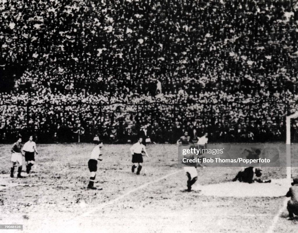 World Cup Semi-Final, 1934. Milan, Italy. 3rd June,1934. Italy 1 v Austria 0. Italy's Guaita scores the only goal of the game to put Italy into the World Cup Final.