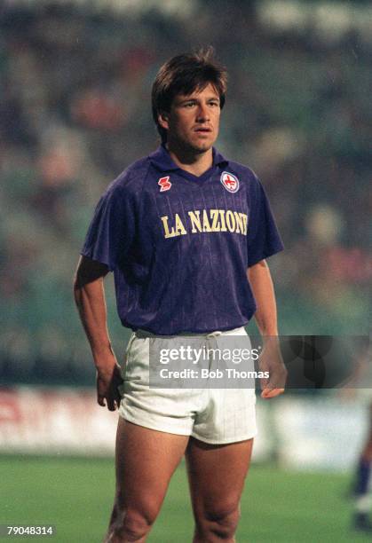 Football, UEFA Cup Final, Second Leg, Florence, Italy, 16th May 1990, Fiorentina 0 v Juventus 0 , Fiorentina's Carlos Dunga