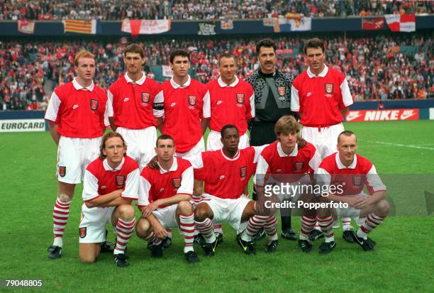Football, UEFA Cup Winners Cup Final, Paris, France, 10th May 1995, Arsenal 1 v Real Zaragoza 2 , The Arsenal team line-up together for a group...
