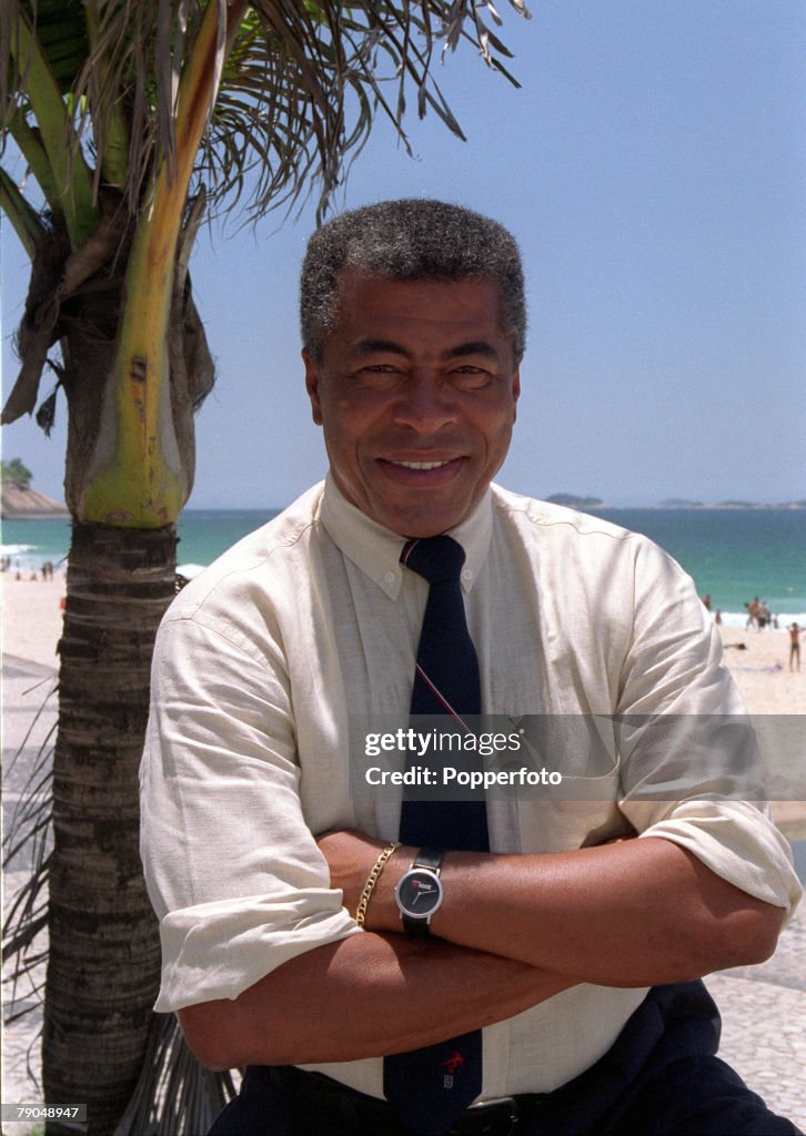 Sport. Football Feature. Winners of the 1970 World Cup- Brazil. January 2000. Former Brazil star Jairzinho pictured on the beach in Rio De Janeiro, Brazil.