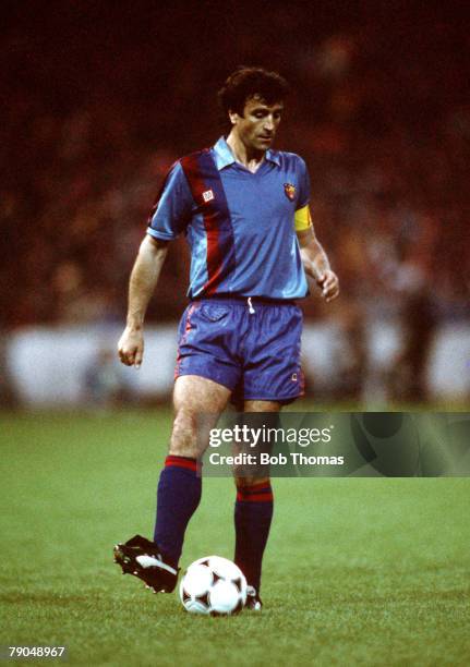 Football, UEFA Cup Winners Cup Final, Berne, Switzerland, 10th May 1989, Barcelona 2 v Sampdoria 0, Barcelona captain Jose Alesanco