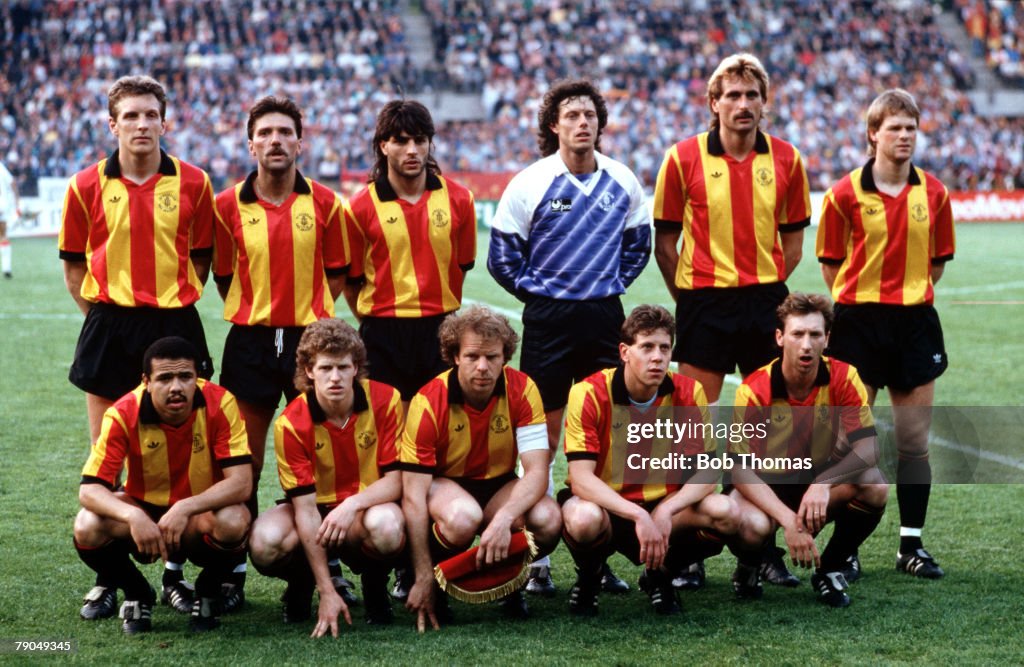 Football. UEFA Cup Winners Cup Final. Strasbourg, France. 11th May 1988. Mechelen 1 v Ajax Amsterdam 0. The Mechelen team line-up together for a group photograph prior to the match. Back Row L-R: Graeme Rutjes, Geert Deferm, Eliahu Ohana, Michel Preud'Hom