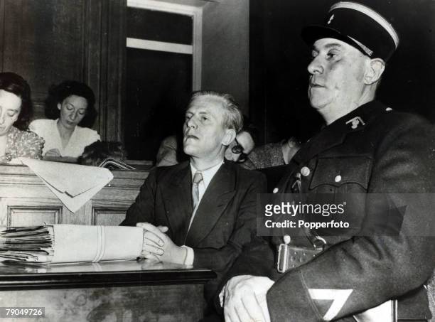 12th July 1949, Otto Abetz, who was the Nazi Ambassaador to Paris during the Nazi occupation, pictured at his trial during the opening hearing