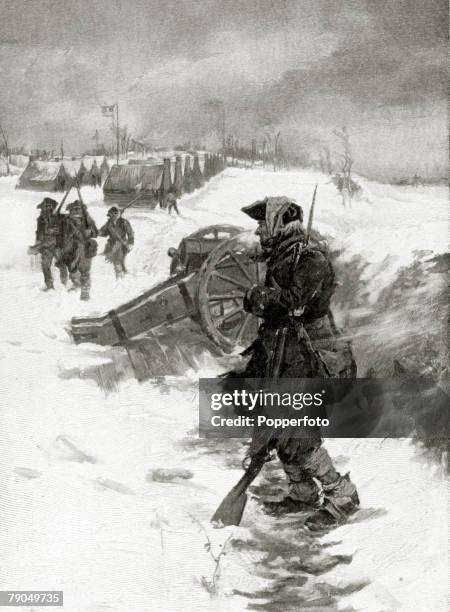 War and Conflict, Illustration, American War of Independence, Valley Forge, 1777-1878, An American soldier at Valley Forge, George Washington's camp...