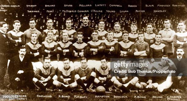 Sport, Football, 1910-1911, A group picture of the Bradford City Football Club squad pictured at Valley Parade by a photographer employed by the...