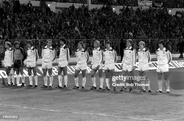 Football, International Friendly, Wembley, 13th October 1982, England 1 v West Germany 2, The West German team line up before the match, They are...