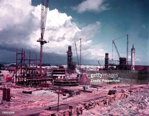 Classic Collection, Page 66 1950, Fawley, Southampton, A view of a construction site where a new oil refinery is being built
