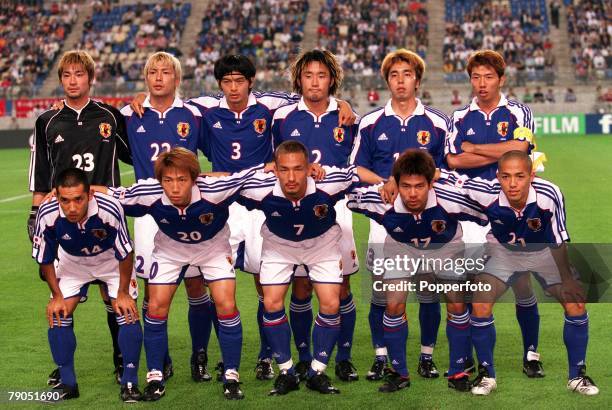 Football, FIFA Confederations Cup, 4th June 2001, Ibaraki, Japan, Japan 0 v Brazil 0, The Japan team line up for a group photograph, Back Row L-R:...