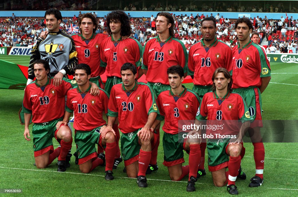 Sport, Football, European Championship. 14th.June 1996. Portugal 1 v Turkey 0. (Nottingham Forest). Portugal team Group picture.