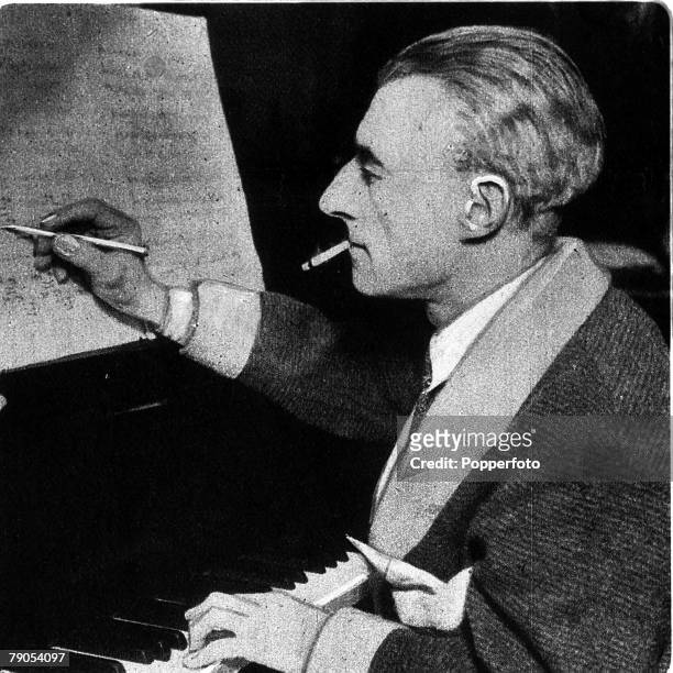 Maurice Ravel, French Composer, 1875-1937, Pictured here at the piano, He was famous for "Ravel's Bolero"