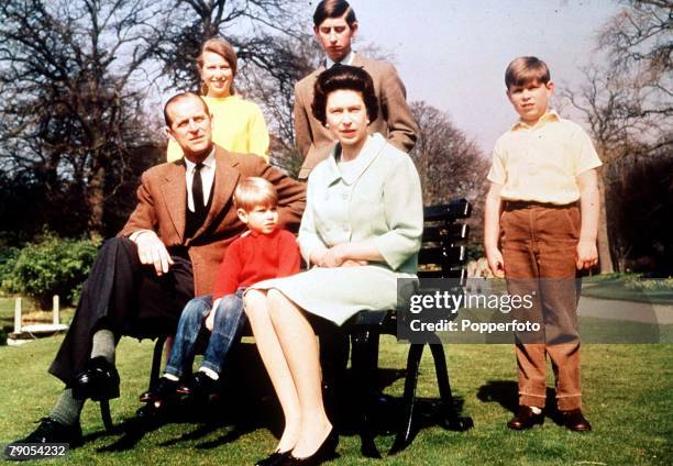 Queen Elizabeth II & Prince Philip with Princess Anne, Prince Charles, Prince Andrew & Prince Edward