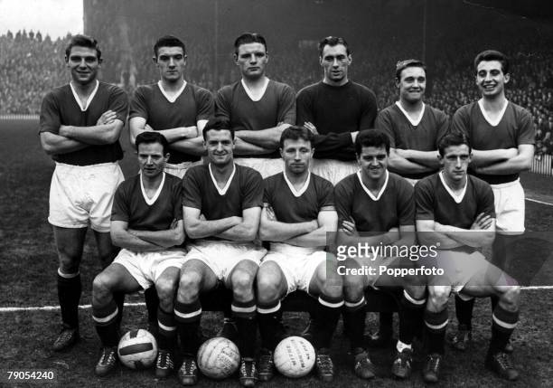 February Munich Aircrash, 6th FEBRUARY 1958, Members of the Manchester United "Busby Babes" who were involved in the aircrash at Rheim airport, :...