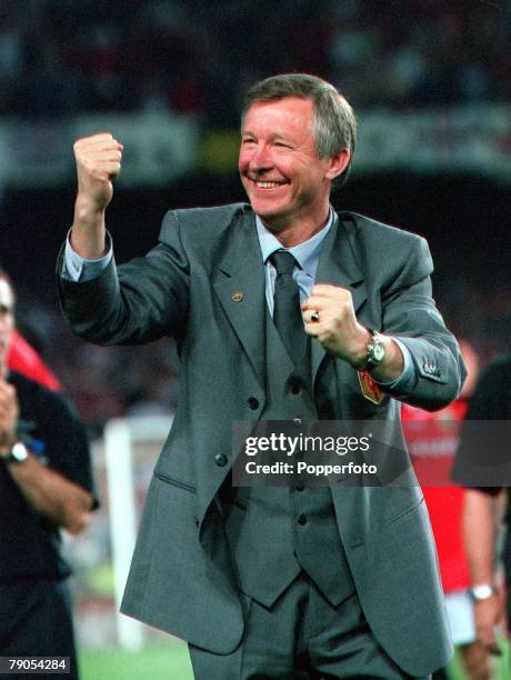 26th MAY 1999, UEFA Champions League Final, Barcelona, Spain, Manchester United 2 v Bayern Munich 1, Manchester United's manager Alex Ferguson is...