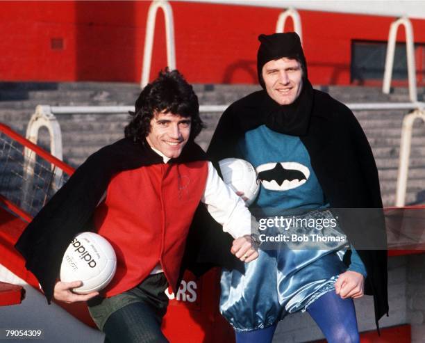 Liverpool's Kevin Keegan and John Toshack dress up as Batman & Robin