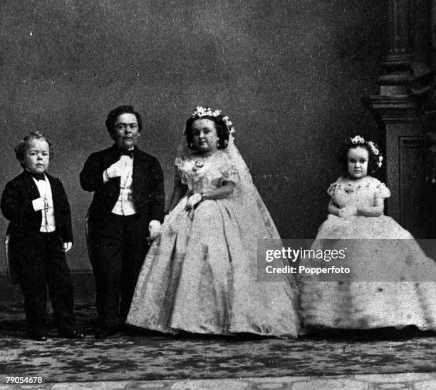 General Tom Thumb alias, Charles Sherwood Stratton, US midget showman,and his wife in 1869